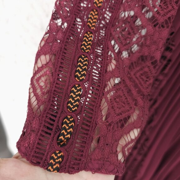 Self-Portrait Burgundy Lace Midi Dress - Picture 5 of 10